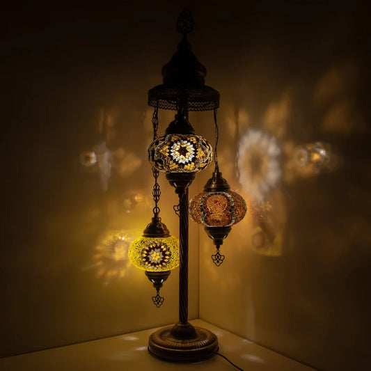 3 Globes Turkish Moroccan Mosaic Floor Lamp