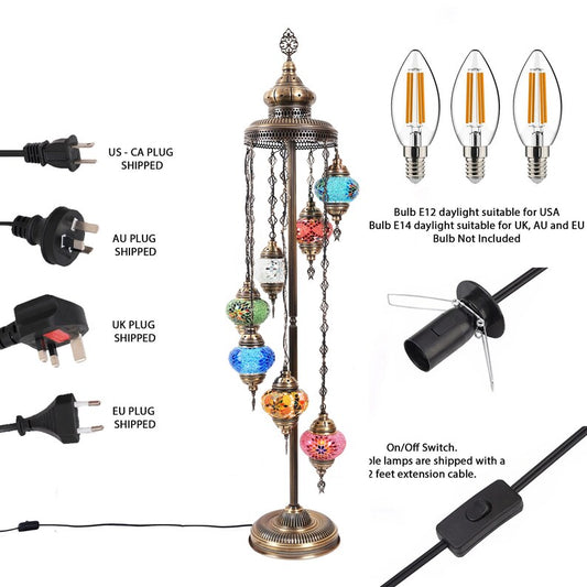 7 Globe Moroccan Floor Lamp Design