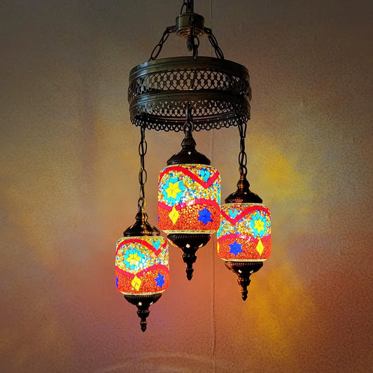3 Globe Mosaic Hanging Lamp